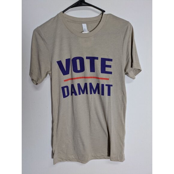 NEW Philomena & Ruth Vote Dammit Graphic Tee Beige, Size XS - Picture 2 of 9